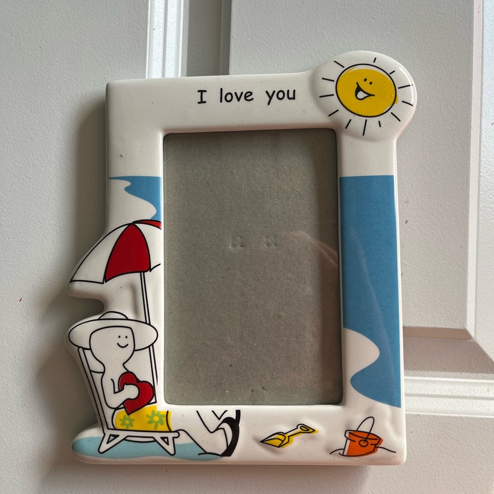 Beach Themed Picture Frame with Sun and Umbrella